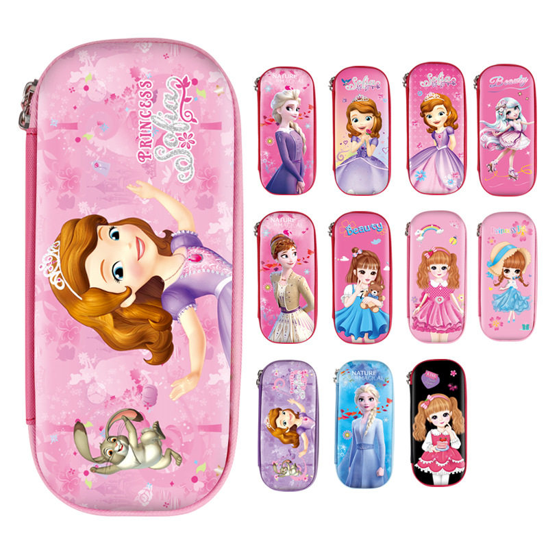小学生卡通儿童索菲亚冰雪女孩eva包文具盒大容量笔袋公主铅笔盒