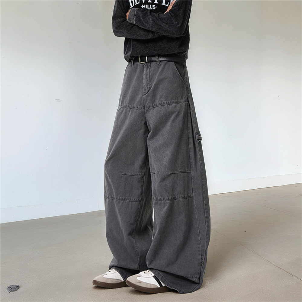 美式复古做旧阔腿多袋裤子男拼接2025新春夏季宽松直筒休闲工装裤,男装工装外套,电商A306-2