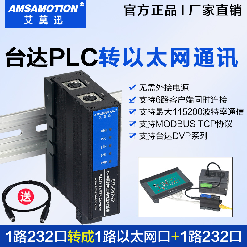 用于台达dvp系列plc转以太网扩展232编程串口通讯模块ETH-DVP-2P
