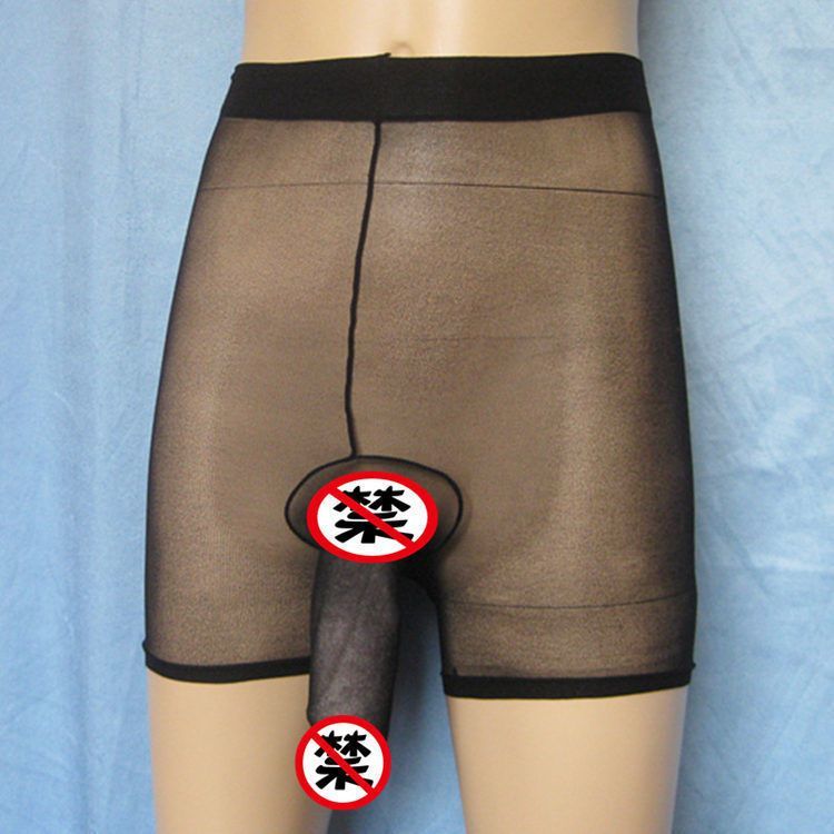 JJ套透视平角丝袜裤衩男士飞机