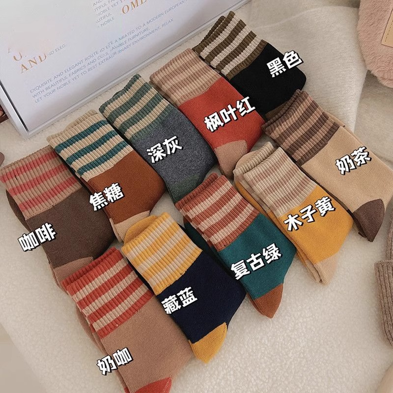 【拍一发10双】加厚中筒女袜冬新款加绒保暖袜ins潮流百搭毛圈袜