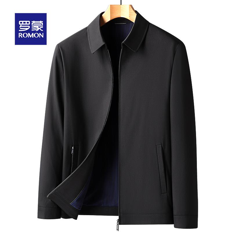 罗蒙2025春秋季翻领夹克男士商务休闲行政领导茄克外套中年爸爸装