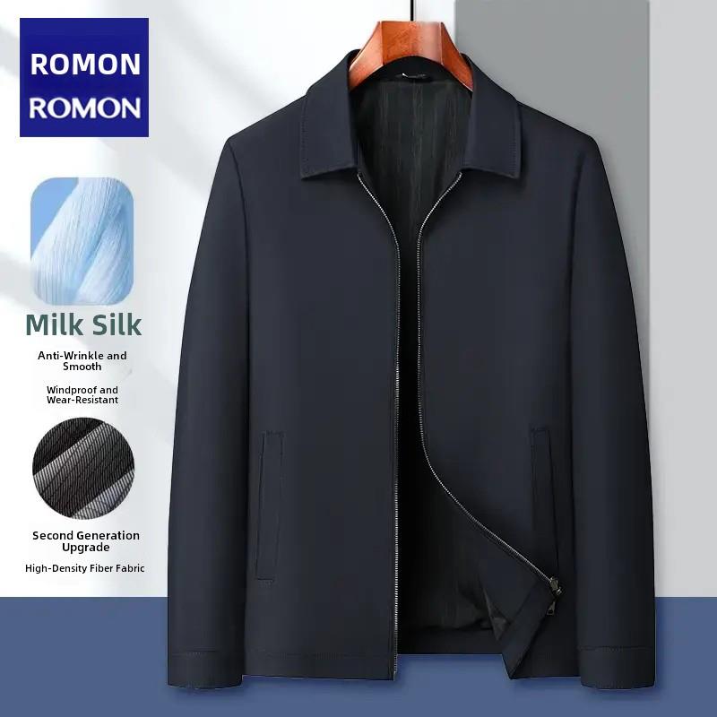罗蒙休闲男外套领导干部夹克翻领商务中青年春秋公务员行政中山装