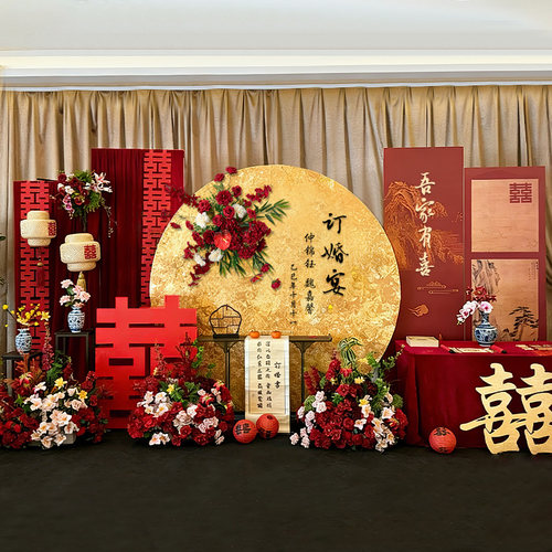 订婚礼宴布置装饰全套仿真花kt板