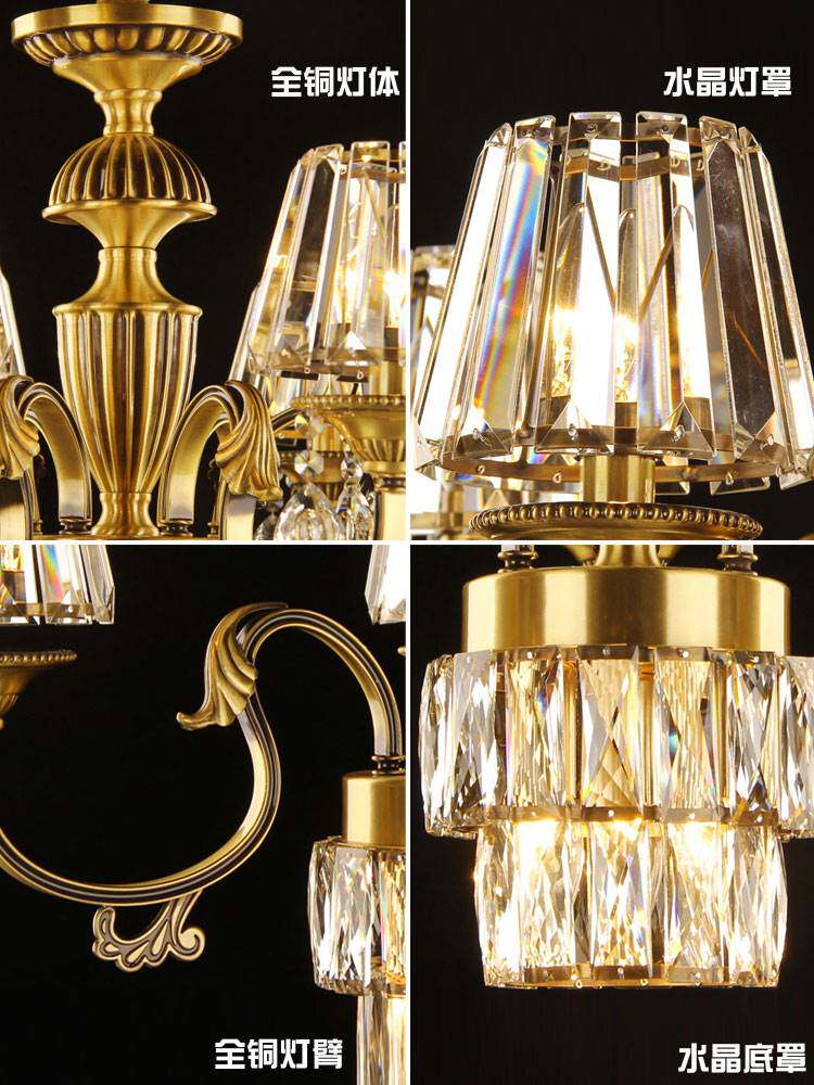 奥灯欧式水晶全铜吊灯客厅轻奢现代大气卧室餐厅法式别墅纯铜艺灯