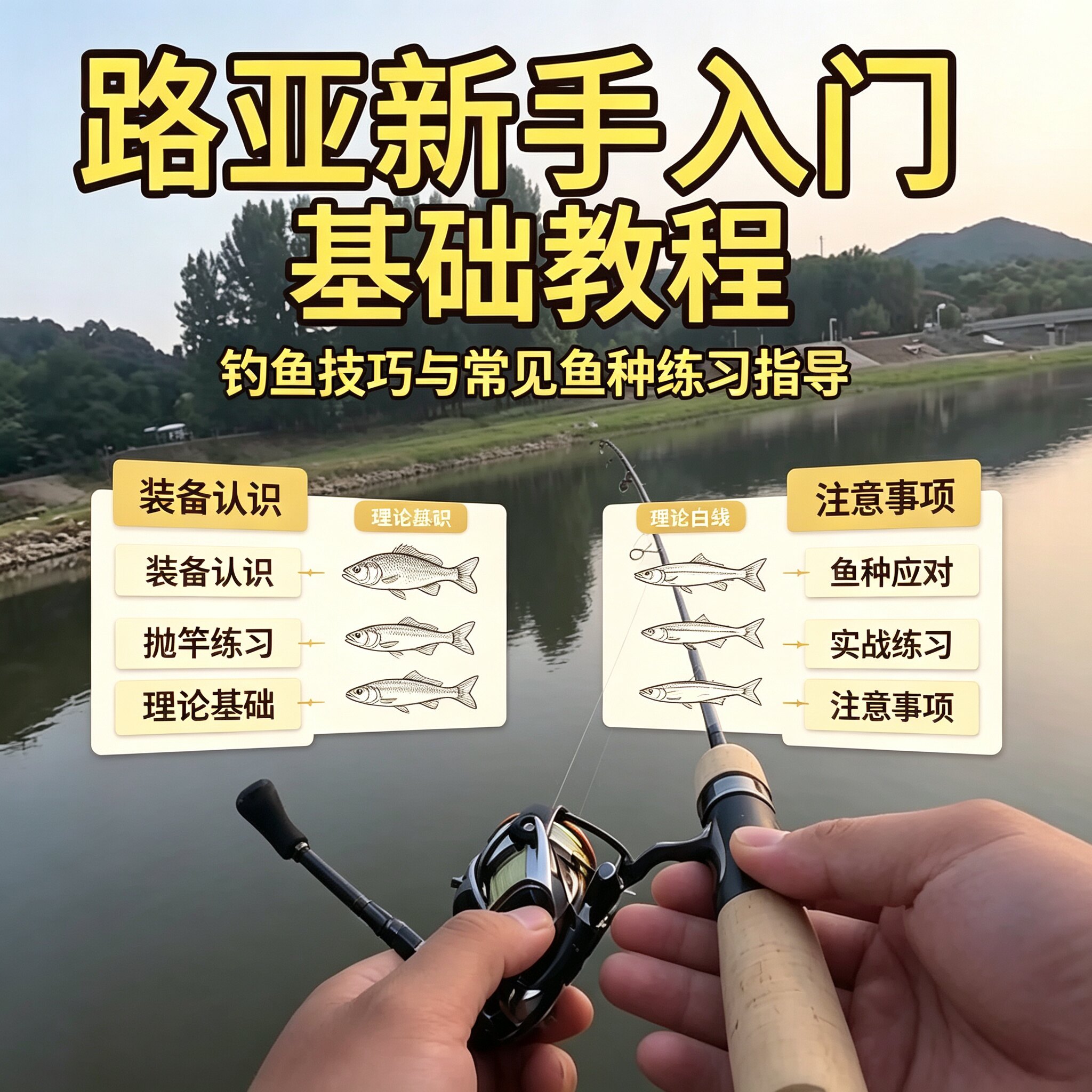 路亚新手零基础入门教程钓鱼技巧抛竿教学装备选购鱼种应对实战课