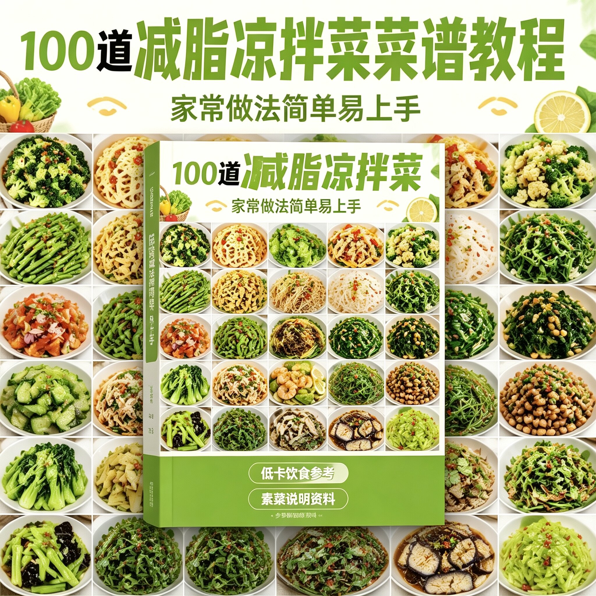 100道减脂凉拌菜教程低卡家常素菜做法新手易学瘦身餐食谱资料
