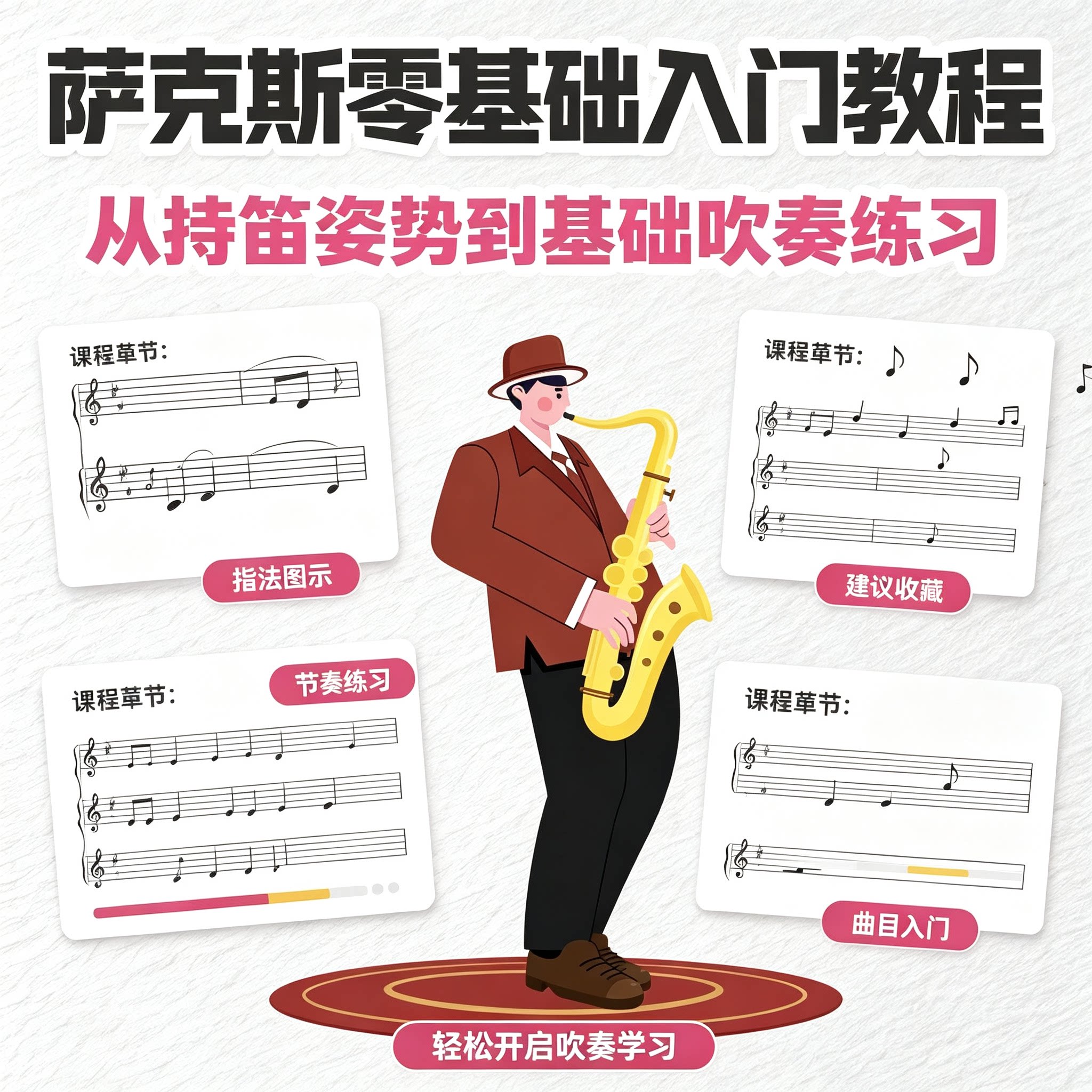 萨克斯零基础入门教程持笛姿势吹奏练习指法图示曲目入门自学方法