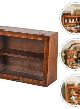 Display Box Cabinet Wood Shadow Bread Storage Case
