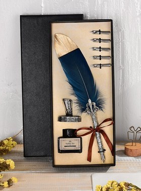 1Set New Calligraphy Feather Dip with 5 Nib Gift Quill Pen W