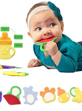 Toddlers Infants Baby Teething Toys Soft Silicone Fruit Cad