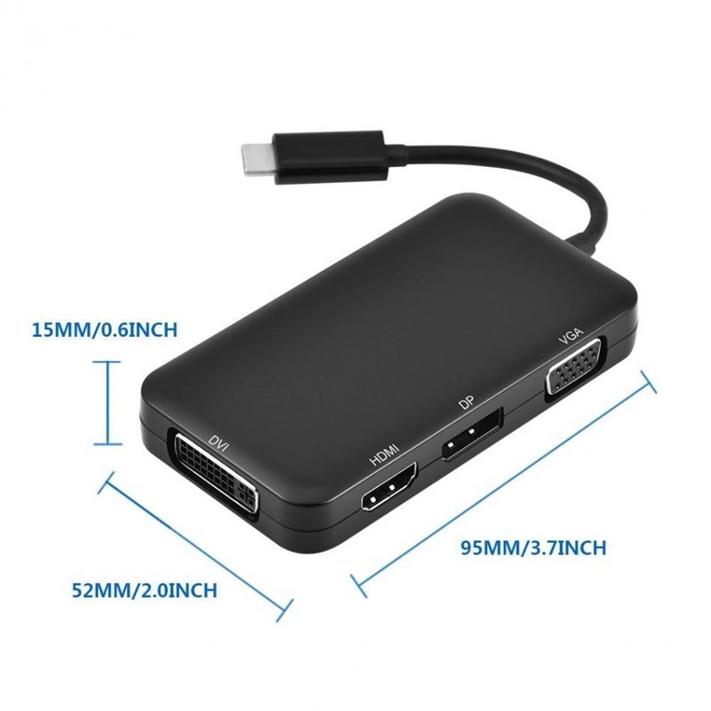 4-In-1 USB-C 3.1 Type C to HDMI DP DVI 4K VGA Multiport Cabl
