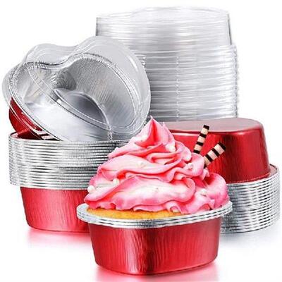 Valentine Aluminum Foil Cake Pan Heart Shaped Cupcake Cup