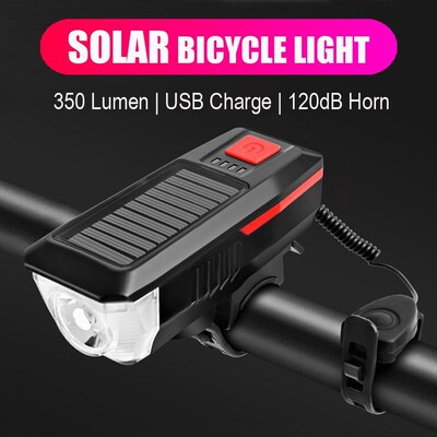 Bicycle Light Solar USB Rechargeable Bike Headlight Tailligh