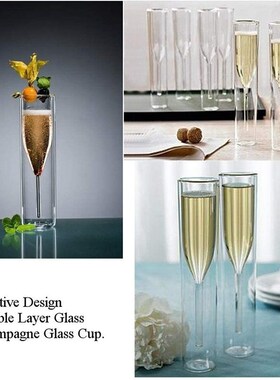 Champagne Glass Double Wall Glasses Flutes Goblet Bubble Win