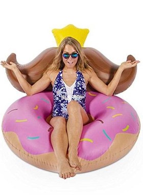 120cm Giant Pink Donut Swimming Ring Beard Water Chair Infla