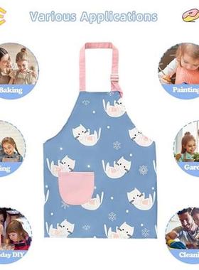 Kids Apron With Pocket Waterproof Boys Girls Adjustable Kitc