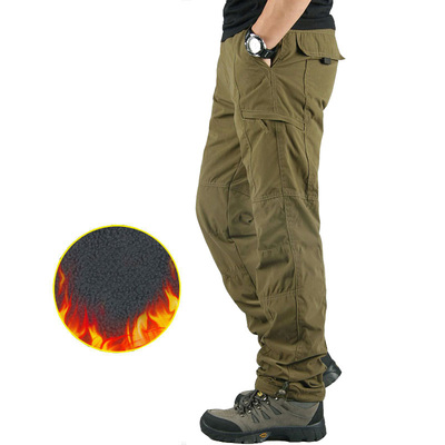 Men's Cargo Pants Thick Fleece Multi Pockets Militar