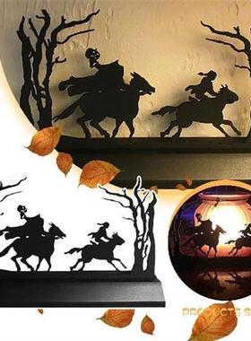 Standing Wooden Headless Horseman Scene Silhouette