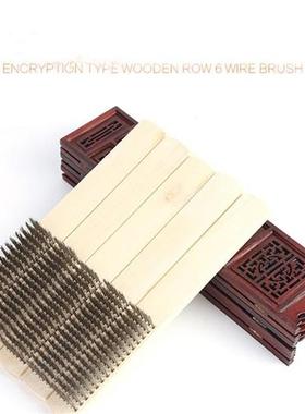 12Pcsbox high-grade 304 Wire Brush Wooden Handle  Roughing T