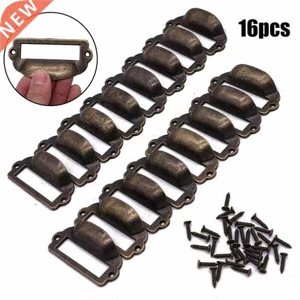 16Pcs Antique Brass Iron Label Pull Frame Handle File Name C