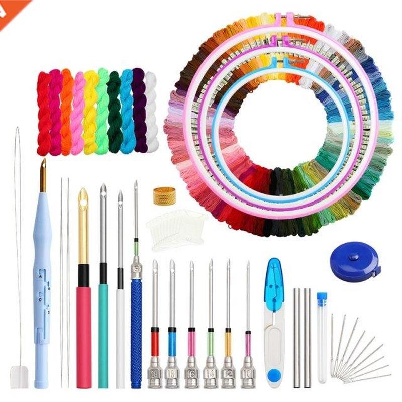 Russian Embroidery Needle,Punching Needle Tool Kit 100 Color