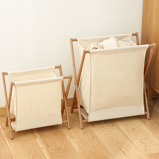Hamper Wood Folding Bamboo Collapsible Sorter Laundry Cart