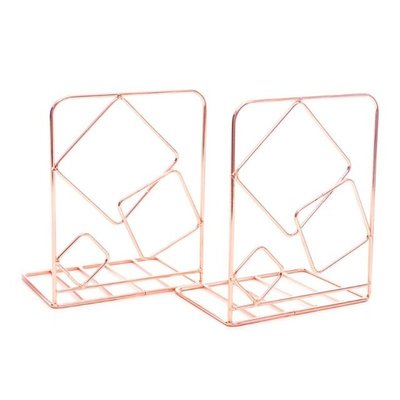 2pcs Square Metal Desktop Bookends Book Ends Support Stand H