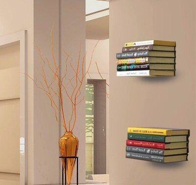 2Pcs /Lot White Wall Invisible Floating Book Shelf Shelving