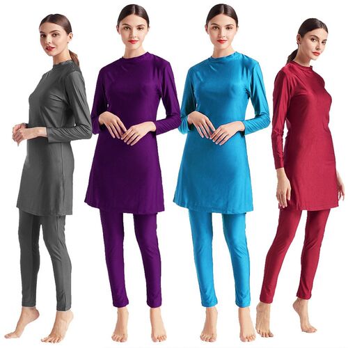 Modest swimwear three-piece conservative large size solid co