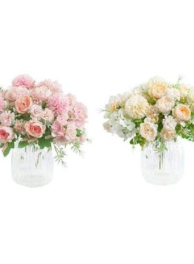 Fake Peony Silk Hydrangea Bouquet Decor Plastic Carnations