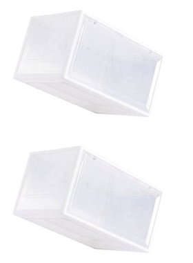 2Pcs AJ Sneakers Box Hardened Plastic Shoe Box Stackable Cab
