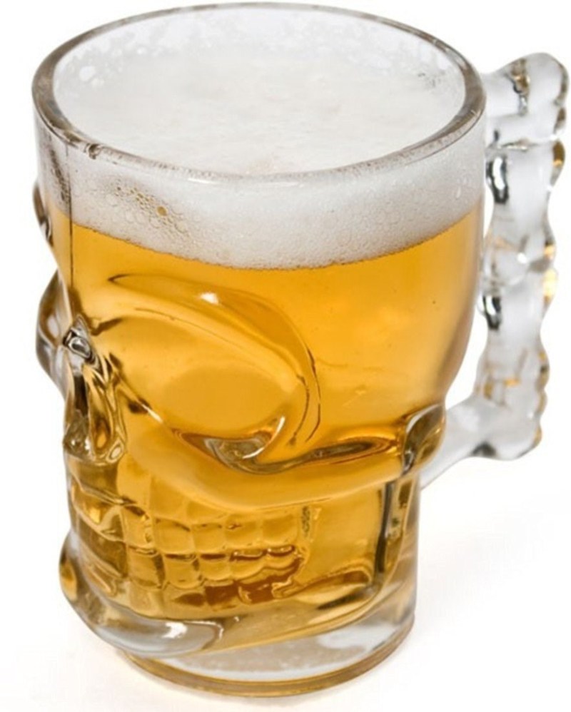 Clear Heavy Base Glass Skull Face Drinking Mug cup with Glas