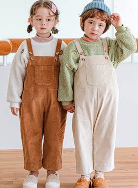 BEBEZOO Kids Overalls For Girls Boys Corduroy Large Pocket J
