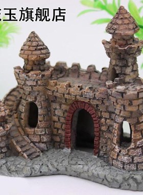 Gray Ruins Castle Aquarium Ornament Fish Tank Decoration Ret