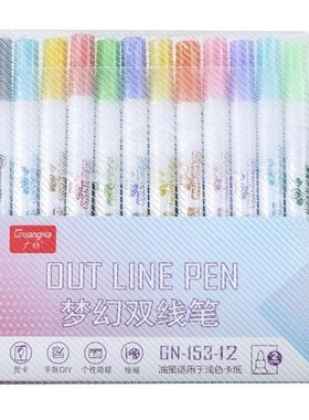 12pcs 12 Colors Fluorescent Pen 2mm Fiber Head Color Pen Off