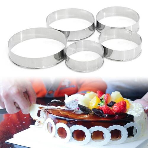 5 Pcs Stainless Steel Cookie Cutter Cake Ring Mould Set Roun