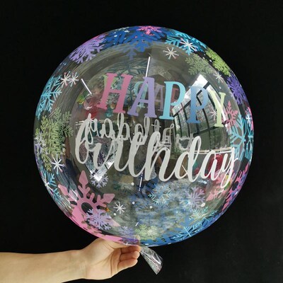 20''TPU Transparent Balloon Bobble With Happy Birthd