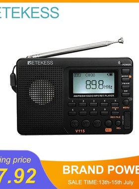 RETEKESS V115 Radio AM FM SW Pocket Radio Shortwave FM Speak