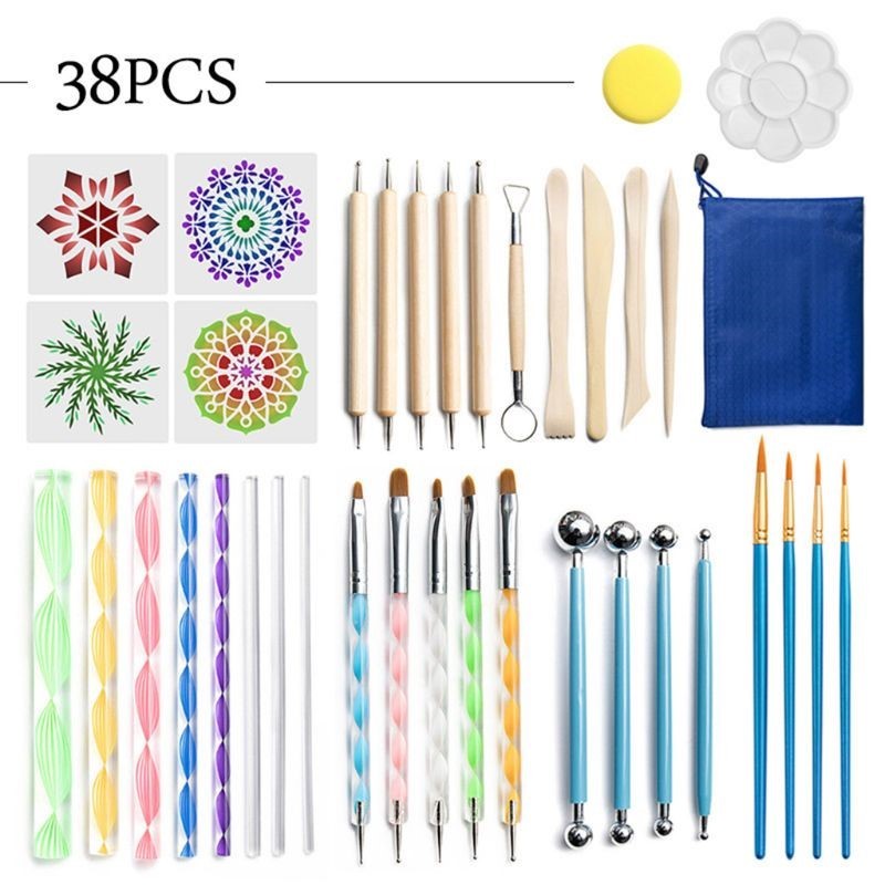 38pcs Mandala Dotting Tools Set for Painting Rock Clay Potte