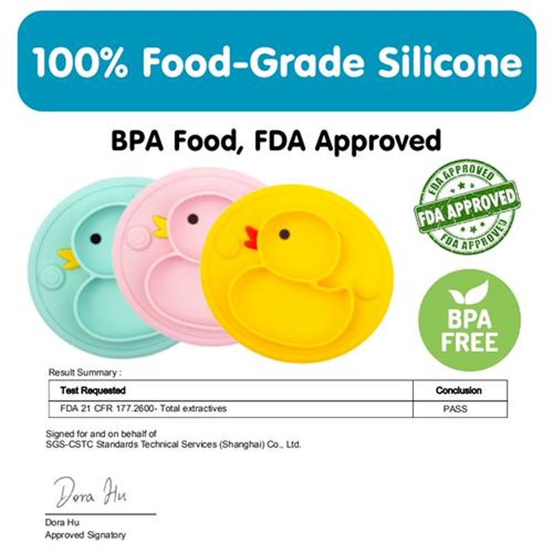 5Pcs/Set Baby Silicone Plate Non-Slip Feeding Tableware Suck
