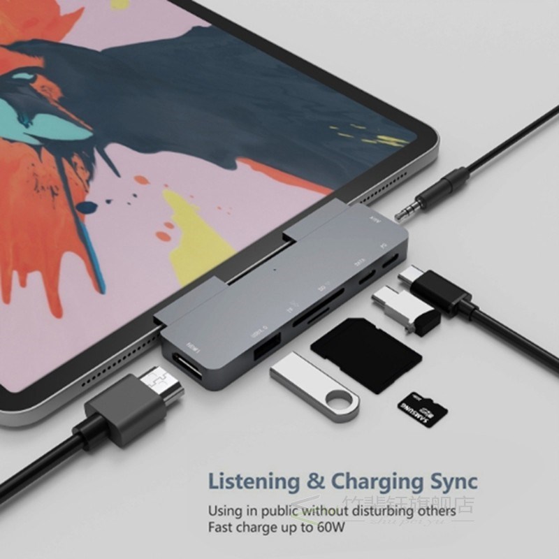 USB C Hub 适用于 iPad Pro 2018 Type-C to 4K HDMI Adapter SD/