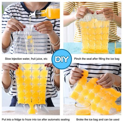 100Pcs 2400 Ice Cubes Disposable Ice-Making Bags Ice Cube Tr