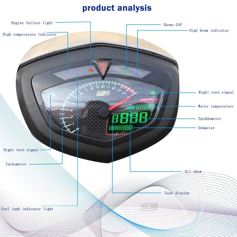 7 Colors Motorcycle Tachometer Digital Odometer Speedometer