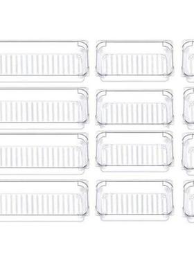 12 Pcs Office Drawer Storage Tray 3 Sizes Transparent Statio