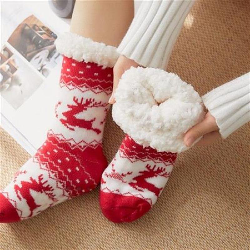 Winter Thermal Christmas Socks Elk Santa Claus Snowflake