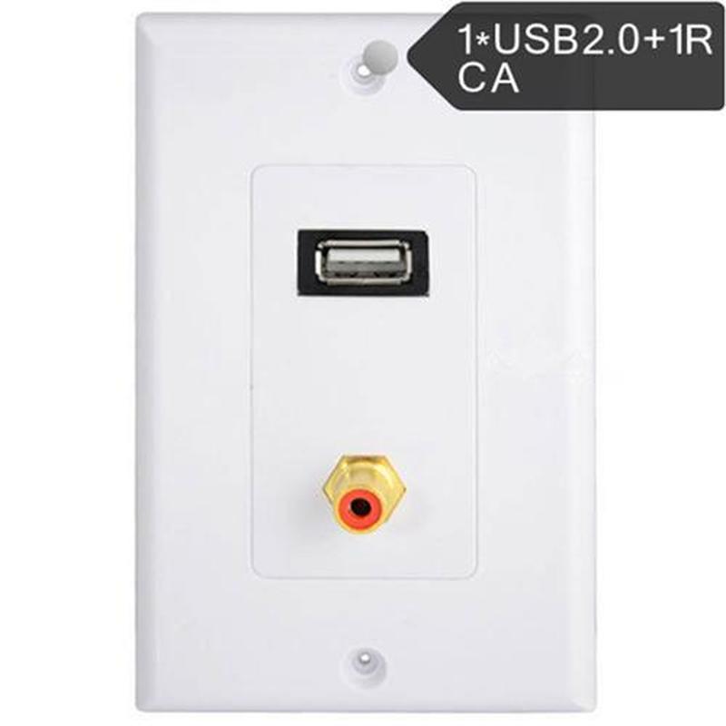 USB 2.0 Port 1 RCA/PHONO Female Gold Wall Outlet Dual Audi