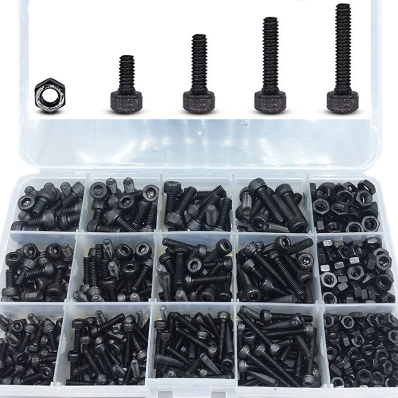 500 Pcs Grade 12.9 Black M3 M4 M5 Inner Hex Socket Head Cap