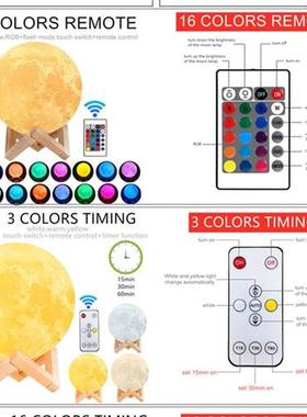 Moon Lamp Night Light 3D Print Moonlight Timeable LED Dimmab