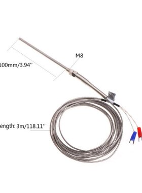 3m/10ft K type Thermocouple 100mm Probe Stainless Steel High